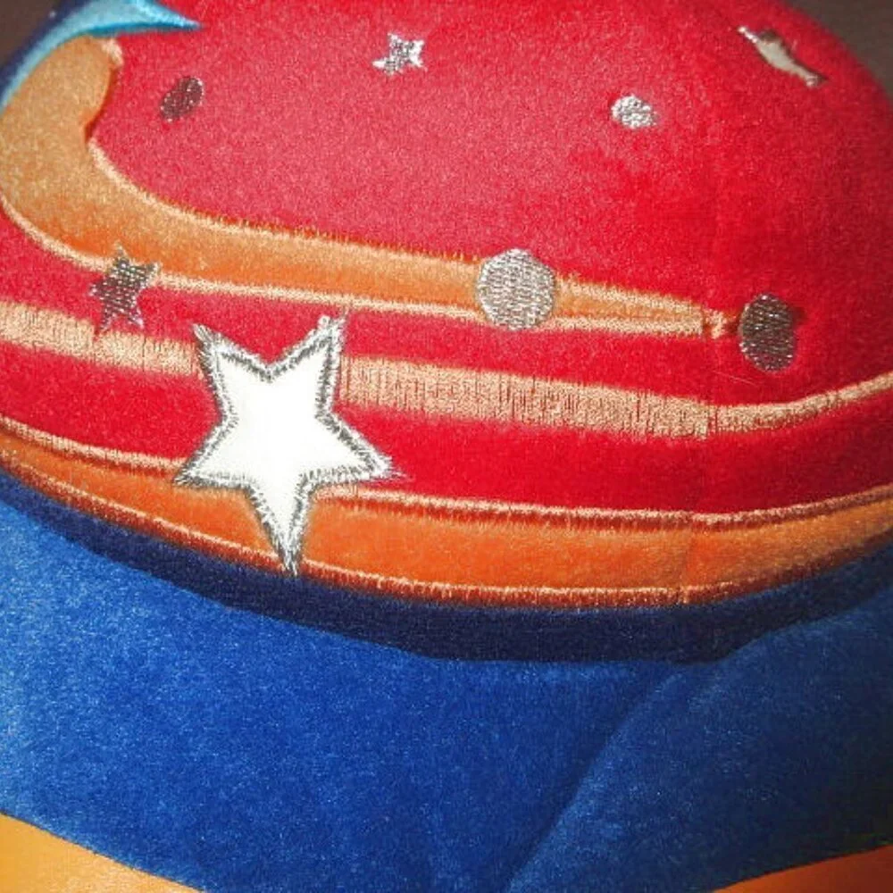 Vtg Celestial Flying Saucer Throw Pillow Plush Accent Stars Saturn Space 16